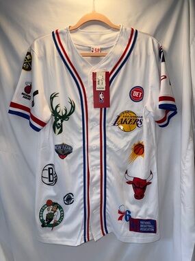 NBA Team Logos Unisex White Basketball Style Jersey